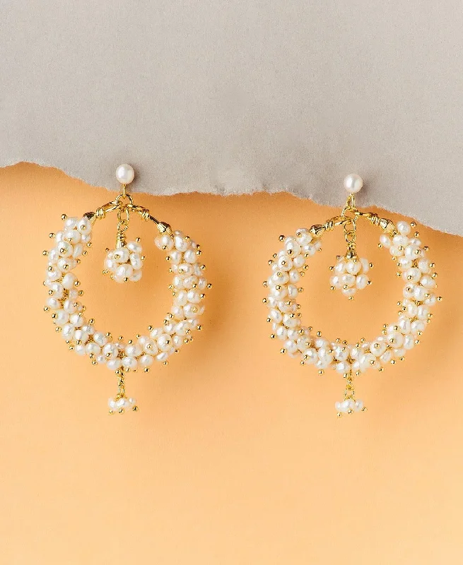 Large Gold Drop Earrings For Evening Wear-Beautiful Banjara Pearl Earring