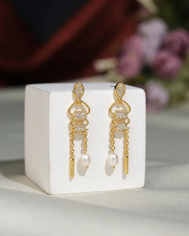 Colorful Gold Earrings For Fashion-Fashionable CZ Hang Earrings