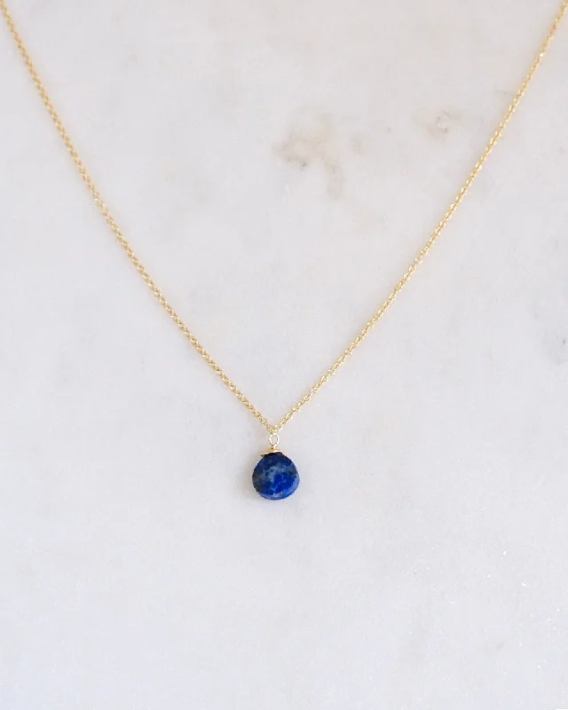 Sparkling Chain Necklace For Special Events-Lapis lazuli simple necklace