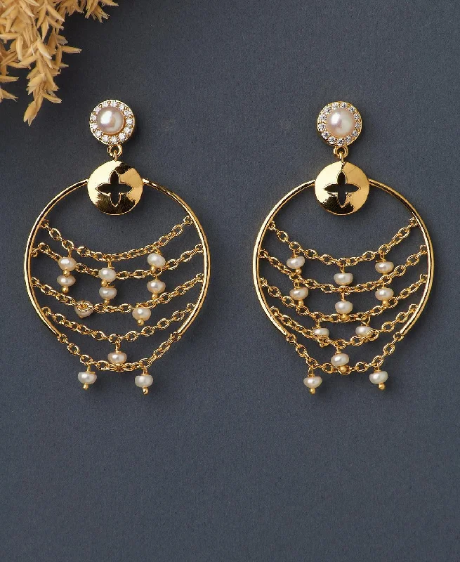 Trendy Earrings With Geometric Shapes-Fashionable Pearl Hanging Earring