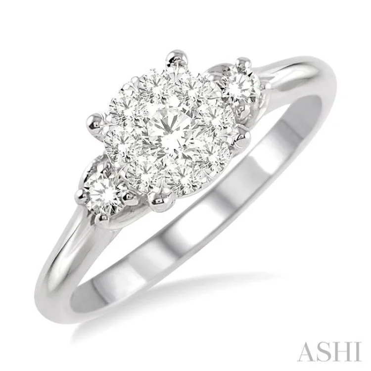 Luxury Engagement Rings For Timeless Proposals-1/2 Ctw Lovebright Round Cut Diamond Engagement Ring in 14K White Gold