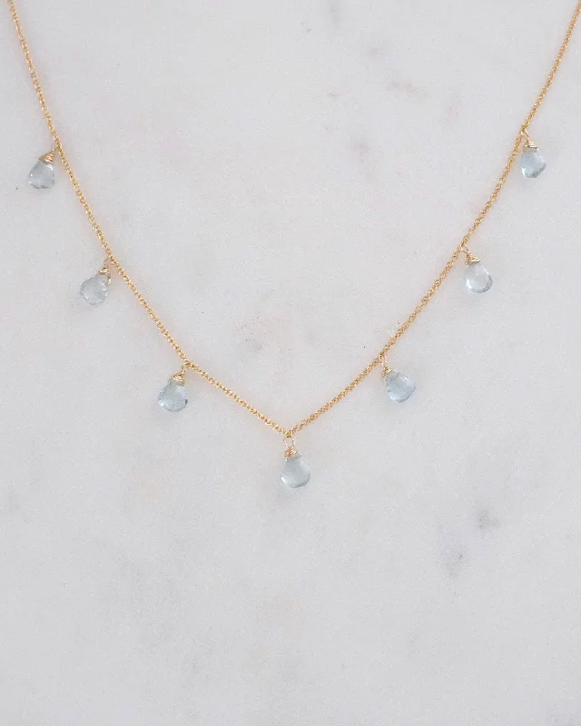 Unique Gemstone Pendant Necklace For Casual Look-Aquamarine Princess Necklace