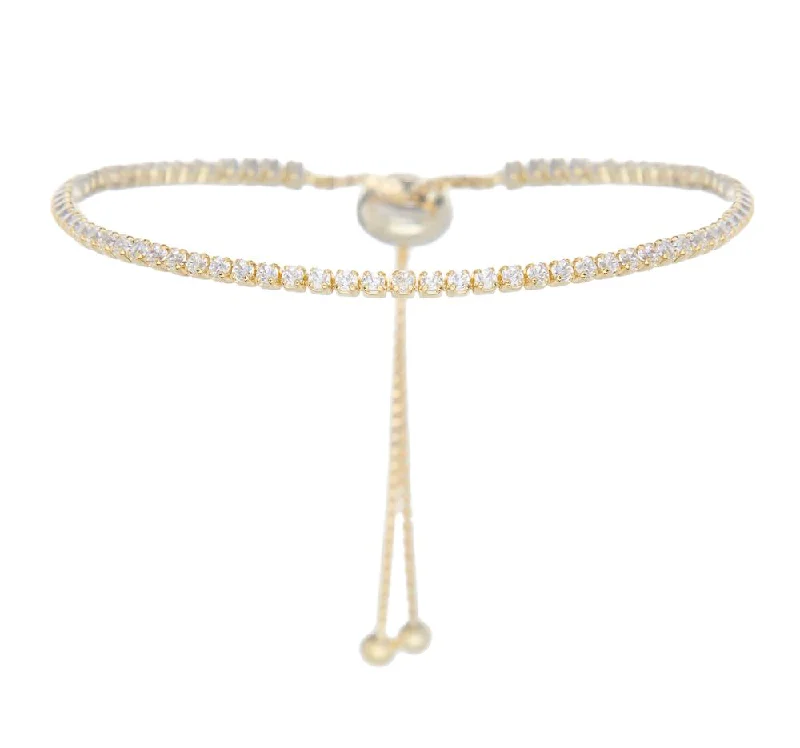 Gold And Silver Bracelets Set-SINGLE ROW PULL BRACELET, GOLD