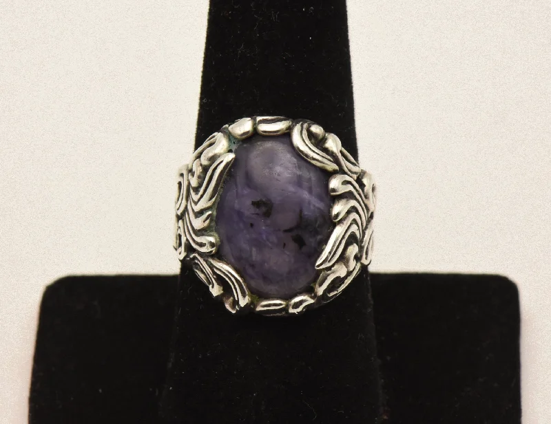 Classic Engagement Rings For Timeless Beauty-Carolyn Pollack - Stunning Vintage Charoite Sterling Silver Ring - Size 8