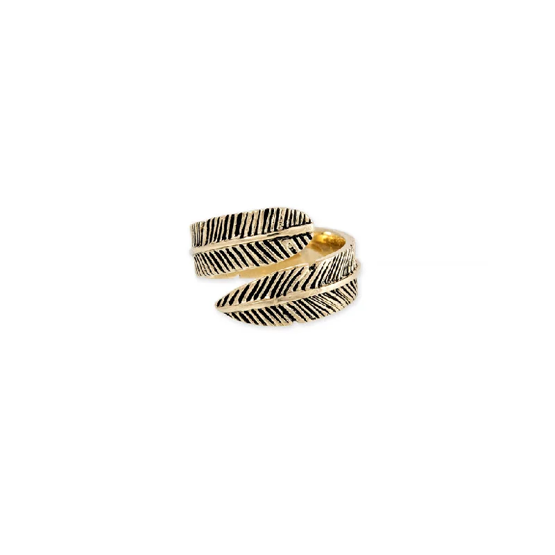 Classic Diamond Rings For Engagement Day-MEN'S OXIDIZED FEATHER WRAP RING