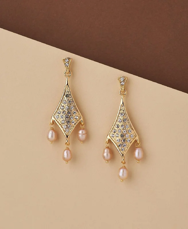 Statement Earrings For Boho Style-Ethnic Pearl Hanging Earring