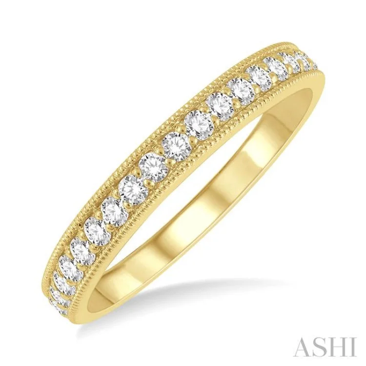 Unique Custom Rings For Wedding Day-1/3 ctw Round Cut Diamond Wedding Band in 14K Yellow Gold