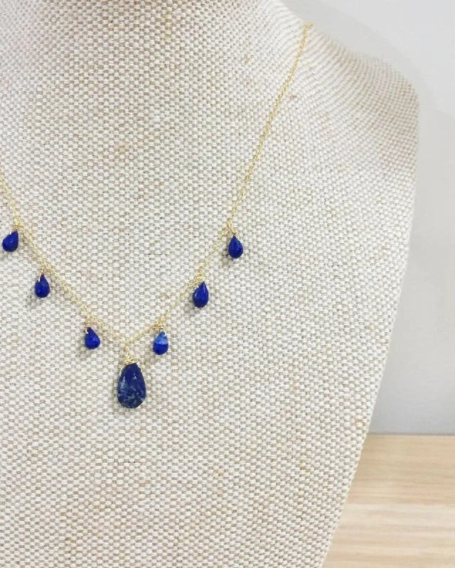 Elegant Chain Necklace For Formal Events-Lapis Lazuli Princess Necklace