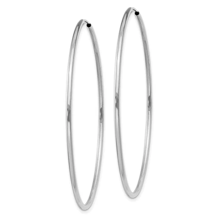 Chic Drop Earrings For Night Out-14k White Gold 1.5mm Polished Endless Hoop Earrings