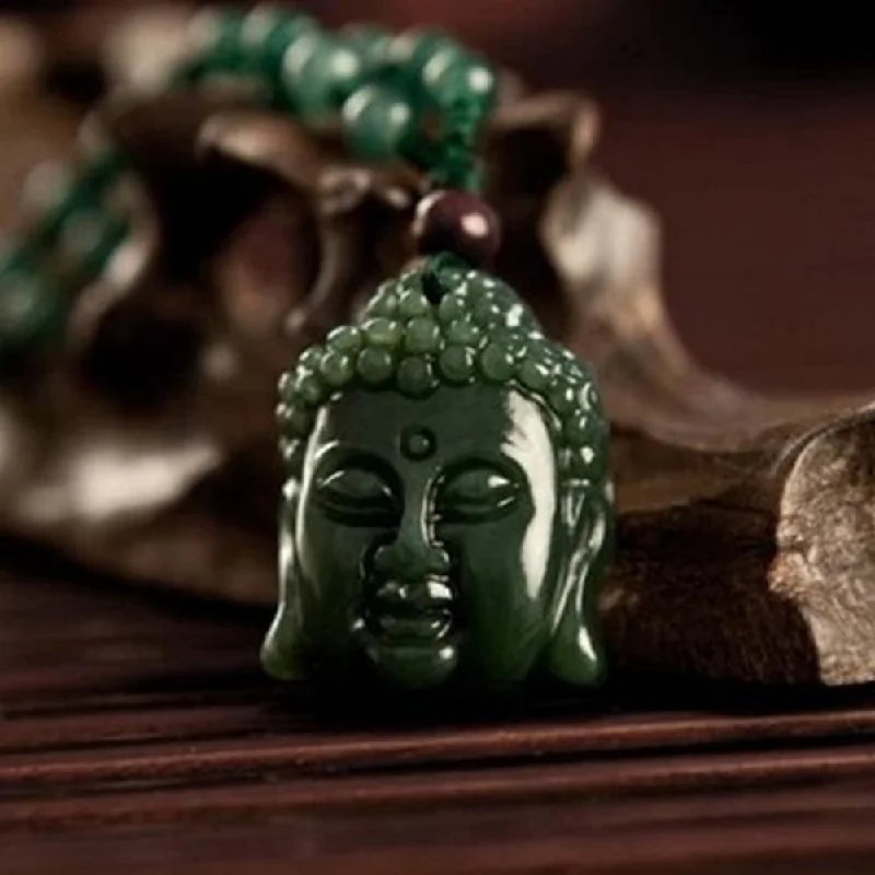 Luxury Sapphire Necklace For Weddings-Jade Buddha Head Necklace