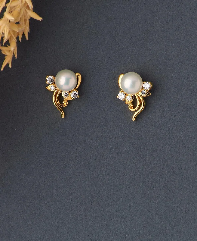 Colorful Earrings With Mixed Stones For Unique Style-Floral White Pearl Stud Earring