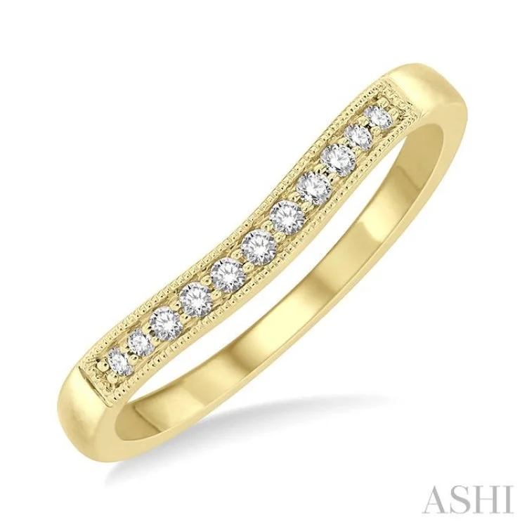 Personalized Custom Rings For Wedding Day-1/10 Ctw Arched Round Cut Diamond Wedding Band in 14K Yellow Gold