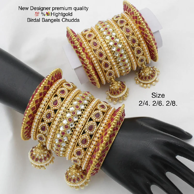 Trendy Custom Silver Bangles For Brides-Pooja Bangles Gold Plated Bridal Bangles set