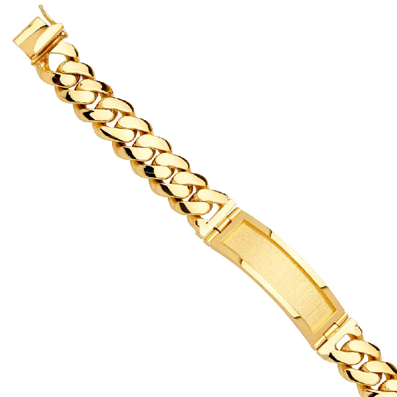 Crystal Clear Bracelets For Occasions-14K Cuban Link ID Bracelet