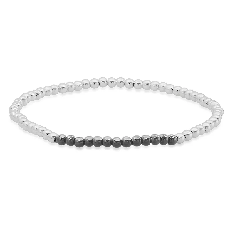 Designer Bracelets For Women’s Jewelry-STRETCH BRACELET, SILVER & BLACK