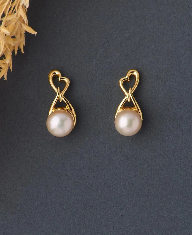 Vintage-Inspired Earrings For Brides-Elegant Real Pearl Stud Earring