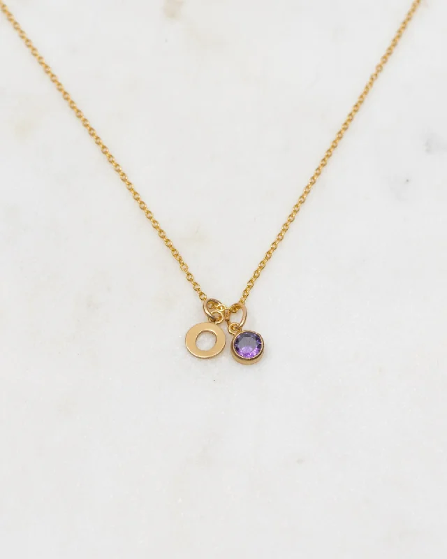 Custom Gemstone Necklace For Bridal Gifts-Initial O with Birthstone Necklace