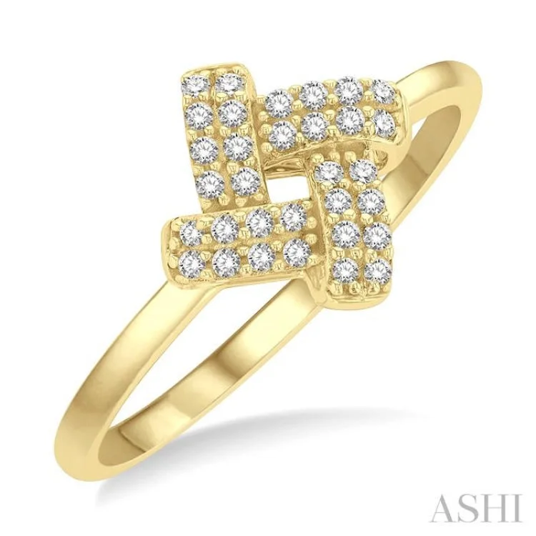 Trendy Custom Engagement Rings For Modern Brides-1/10 ctw Petite Interwoven Round Cut Diamond Fashion Ring in 10K Yellow Gold