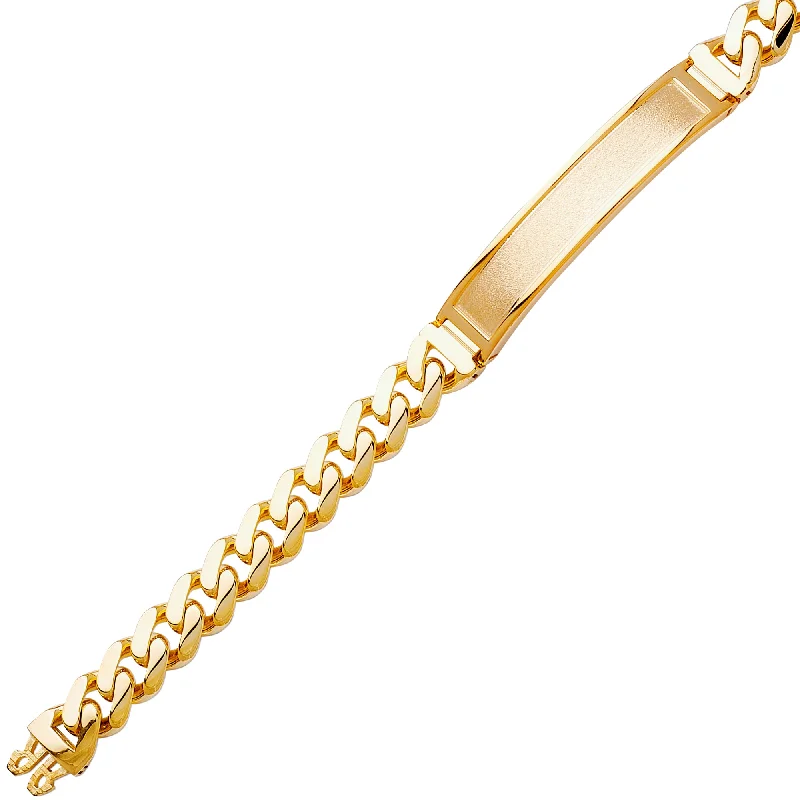 High-End Sterling Silver Bracelets-14K Fancy Hollow Cuban ID Bracelet