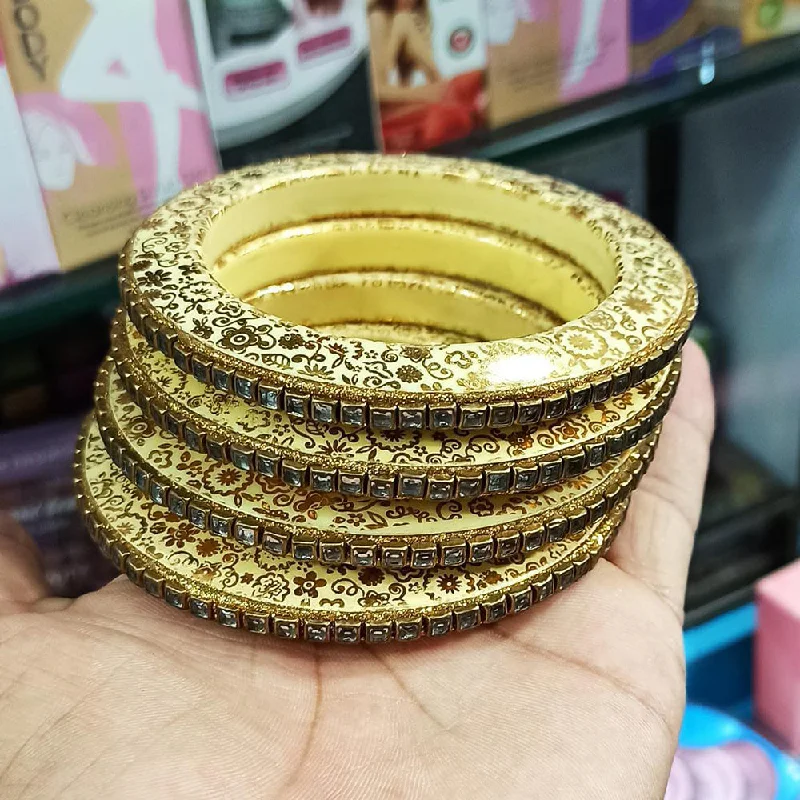 Classic Custom Engagement Bangles For Brides-Manisha Jewellery Gold Plated Bangle Set