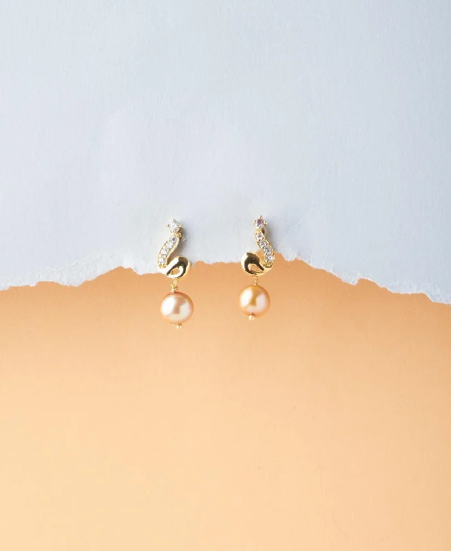 Unique Earrings For Bridesmaids Gifts-Pretty Pearl Hanging Earring