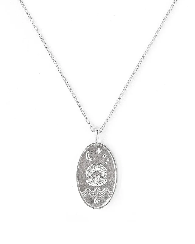 Classic Crystal Necklace For Special Occasions-Cancer Silver Zodiac Necklace