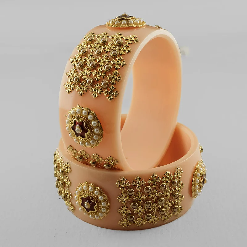 Simple Wedding Bangles For Bridesmaids Gifts-SOB Set of 2 Designer  Acrylic Bangles with Studded Kundan