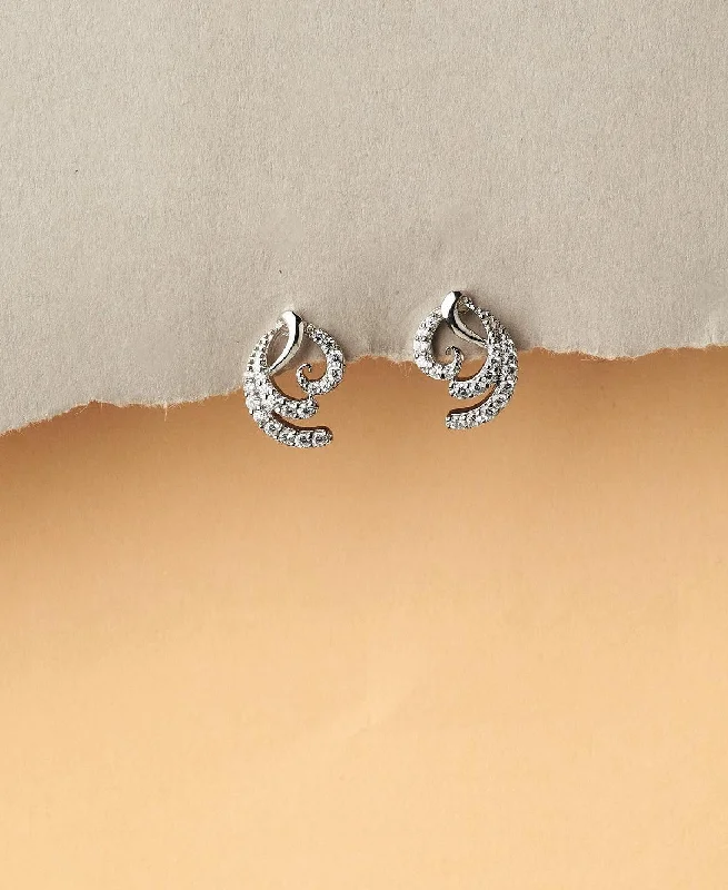 Custom Earrings With Your Initials-Graceful Silver Stud Earring