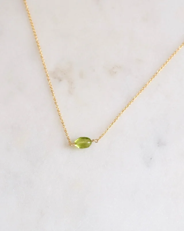 Simple Bar Pendant Necklace For Casual Look-Peridot One Point Necklace