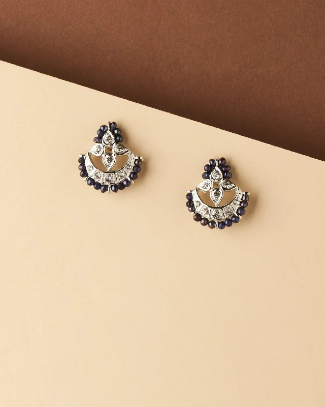 Handmade Drop Earrings For Wedding Day-Elegant pearl with stone studded stud earrings that always go with your traditional outfit.