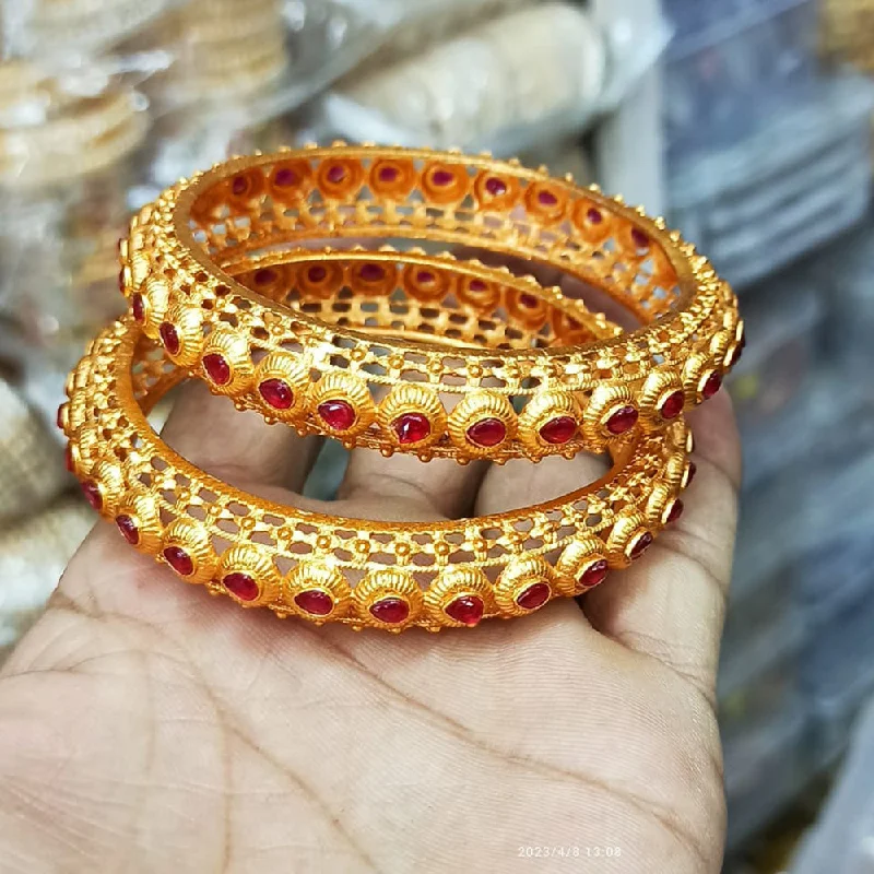 Elegant Gemstone Wedding Bangles For Bridesmaids-Manisha Jewellery Gold Plated Pota Stone Bangles Set