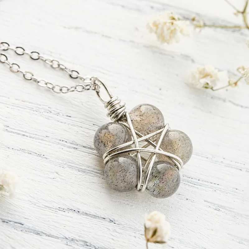 Custom Nameplate Necklace For Family Gifts-Moonstone Pentagram Necklace