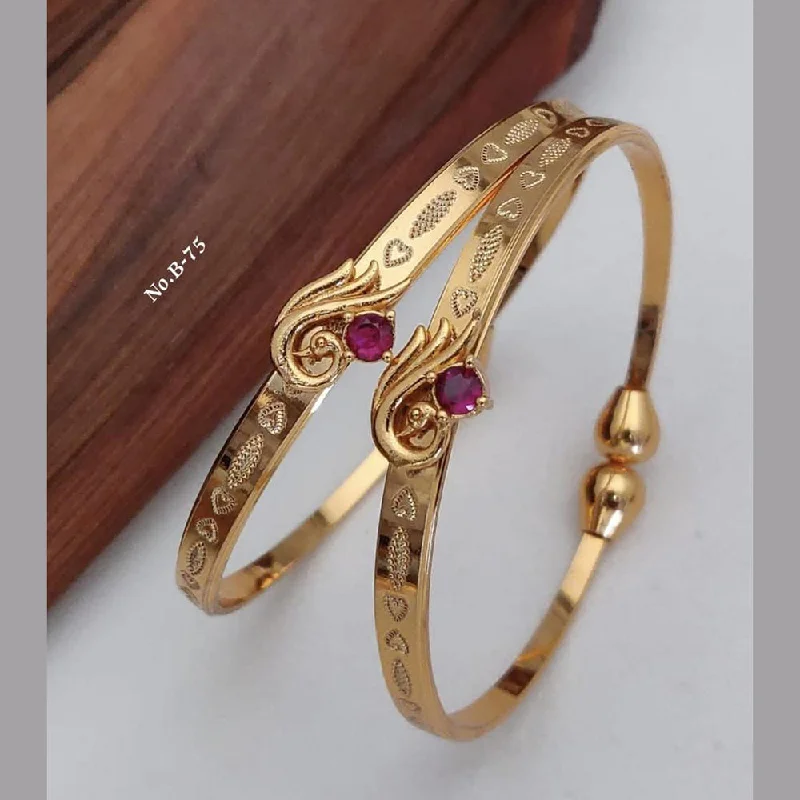 Personalized Wedding Bangles With Birthstones-H K Fashion Gold Plated Openable Bangles Set