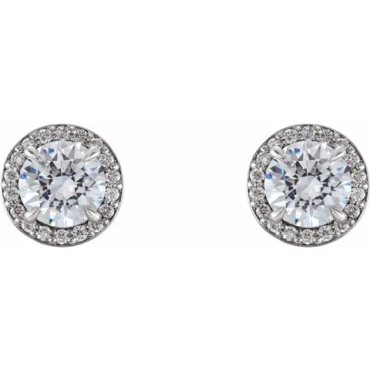 Colorful Earrings For Fashion Lovers-Platinum 3/8 CTW Natural Diamond Halo-Style Earrings