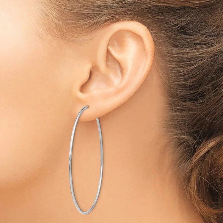 Vintage-Inspired Earrings With Pearls-14k White Gold Polished Endless Tube Hoop Earrings