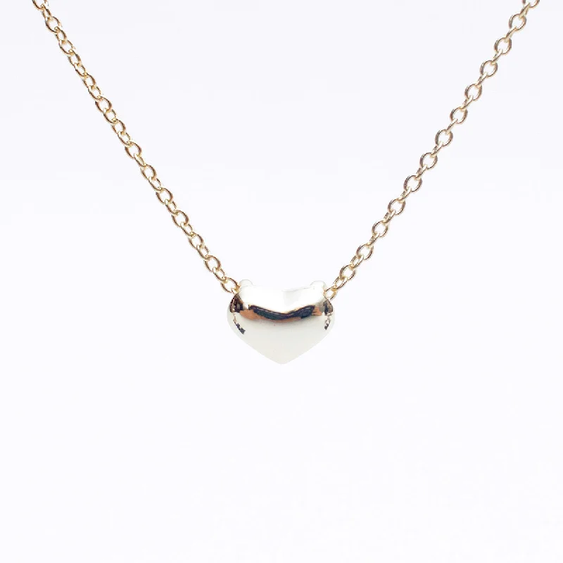 Classic Gold Chain Necklace For Brides-Gold Vermeil Puffy Heart Necklace