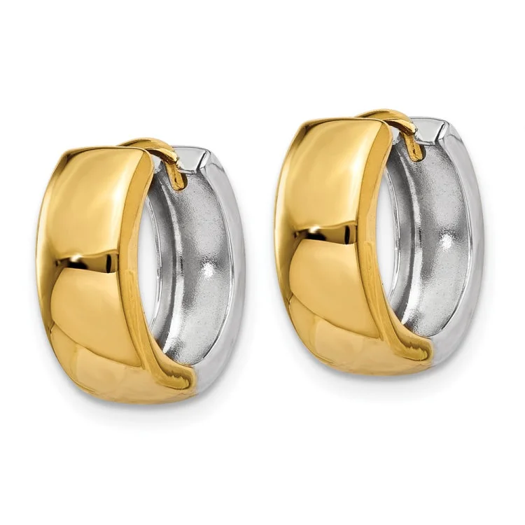 Dainty Stud Earrings For Teens-14k Two-tone Hinged Hoop Earrings