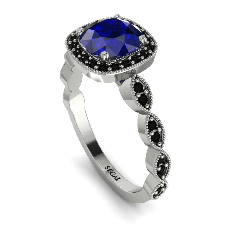 Classic Wedding Rings With Emerald Stones-Vintage Inspired Sapphire Halo Ring - Frances No. 45