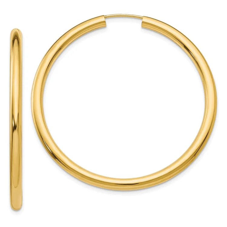 Trendy Earrings With Geometric Shapes-14k Polished Endless Tube Hoop Earrings