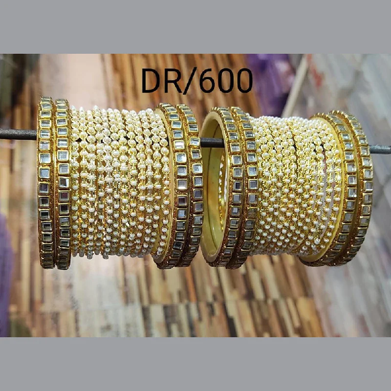 Elegant Diamond Wedding Bangles For Bridesmaids-Pooja Bangles Gold Plated Bangles set