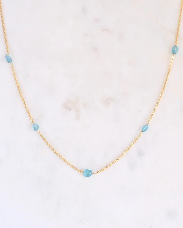 Trendy Pendant Necklace For Evening Parties-Blue Apatite necklace