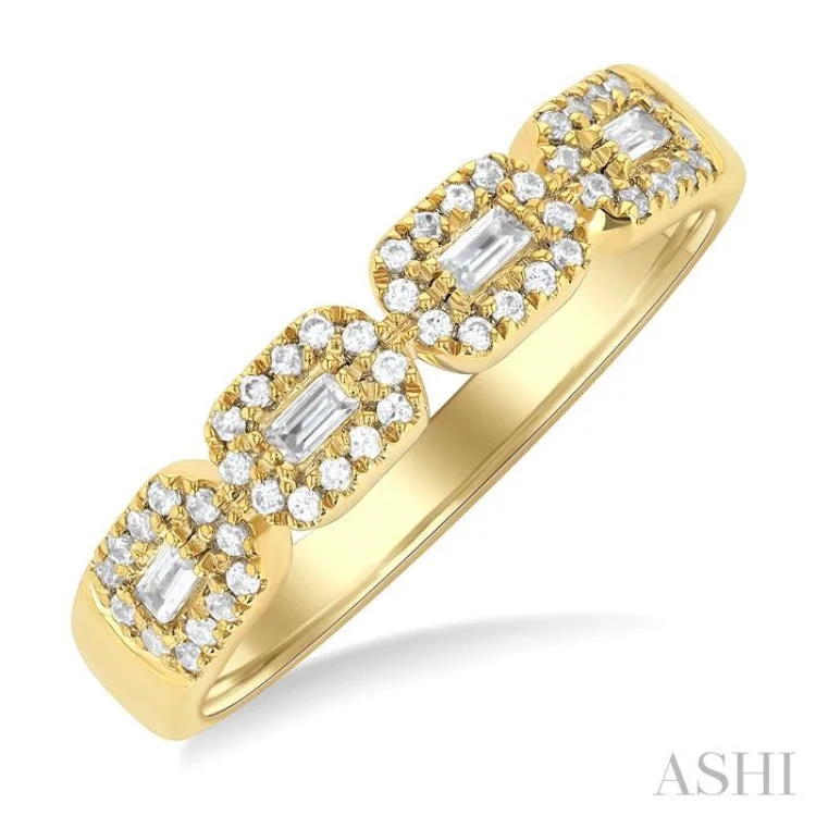 Custom Engagement Rings For Brides With Diamonds-1/3 ctw East-West Baguette and Round Cut Diamond Fashion Band in 14K Yellow Gold