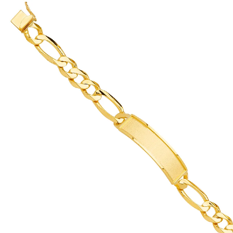 Designer Gold Bracelets For Weddings-14K Figaro Link ID Bracelet