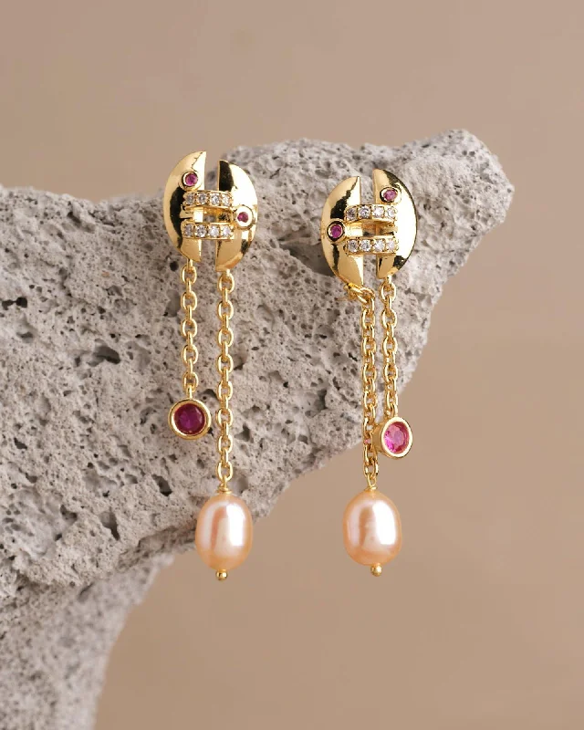 Trendy Earrings With Geometric Shapes-Dazzling Celebration Of Elegance Pearl Earring