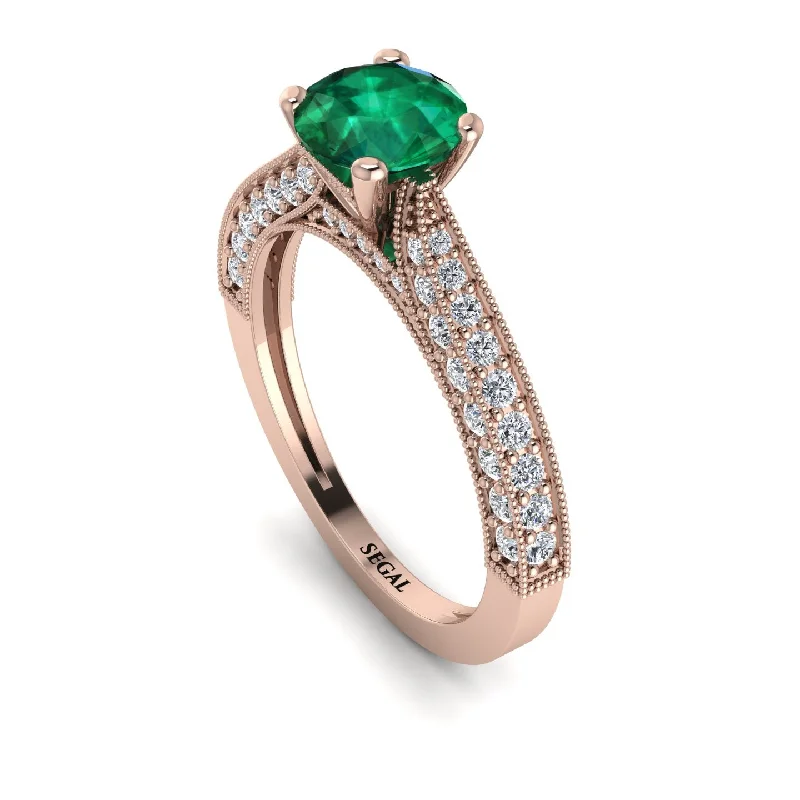 Elegant Engagement Rings For Sophisticated Brides-Classic Vintage Emerald Engagement Ring - Kathryn No. 5