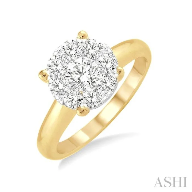 Sparkling Engagement Rings With Gemstones-1/3 Ctw Lovebright Round Cut Diamond Ring in 14K Yellow and White Gold