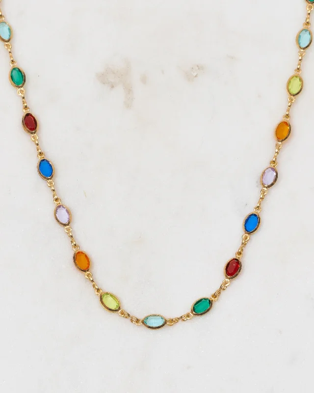 Trendy Long Necklace For Fashion Week-Gisela Colourful Gold Necklace