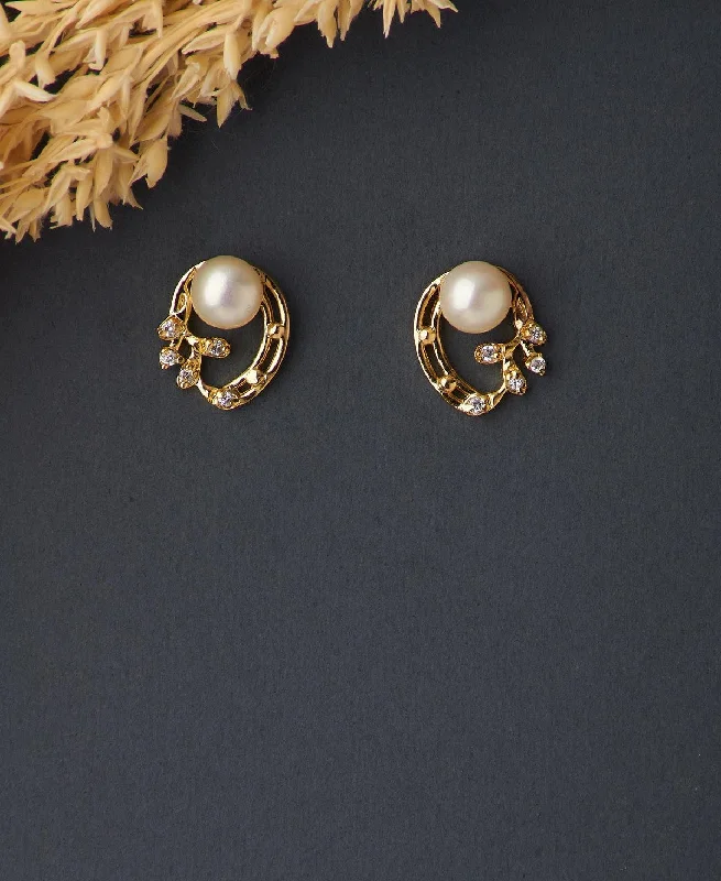 Elegant Drop Earrings For Bridesmaids-Pretty Real Pearl Stud Earring