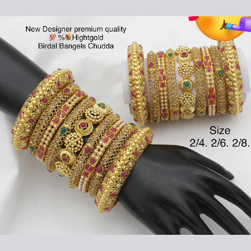 Trendy Rose Gold Wedding Bangles For Bridesmaids-Pooja Bangles Gold Plated Bridal Bangles set