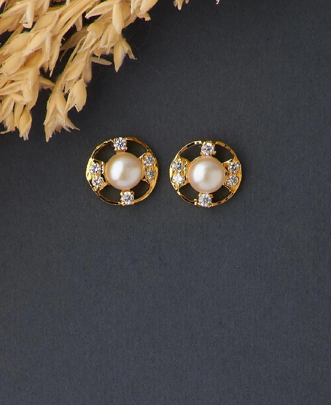 Minimalist Stud Earrings For Work-Elegant Real Pearl Stud Earring